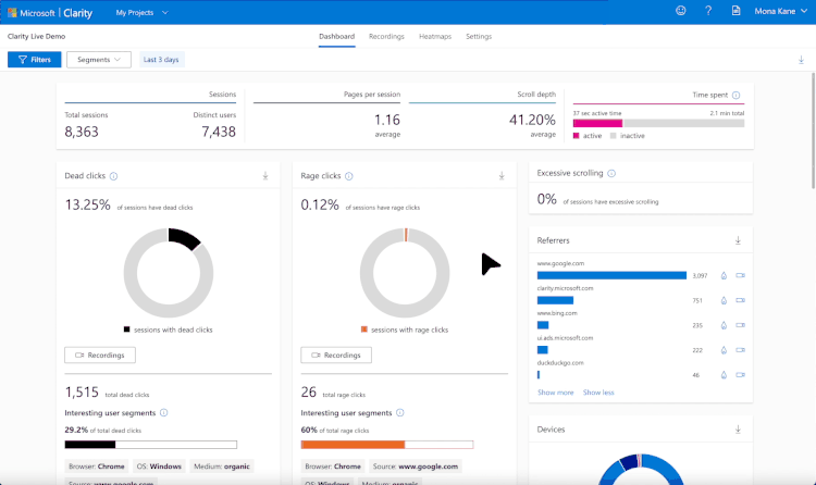 Microsoft Clarity：新一代用户体验与提高转化率的利器
